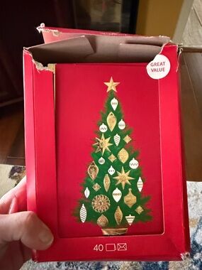 Hallmark Red & Green Christmas Tree Ornament Card Set